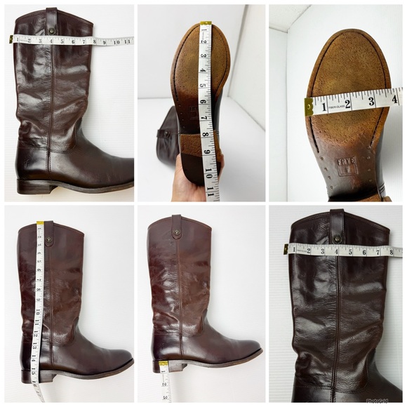 Frye Leather Tall Pull-on Boots Melissa Button Redwood Brown 7.5 - Picture 11 of 13